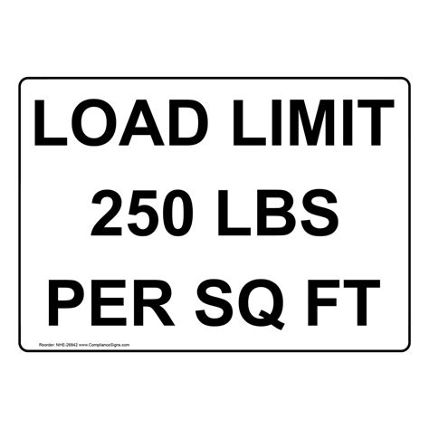 maximum load capacity  lbs  shelf sign nhe