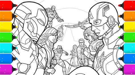digital drawing avengers civil war  coloring pages timelapse video