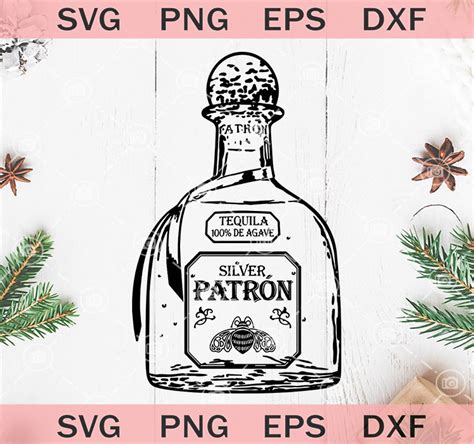patron tequila bottle alcohol svg silver patron svg silver patron vector original svg cut