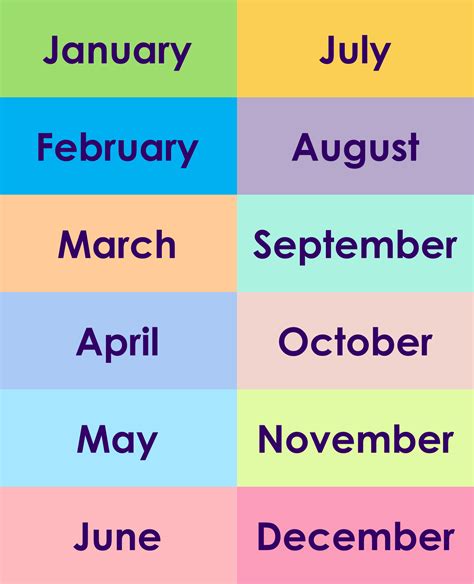 printable months   year chart