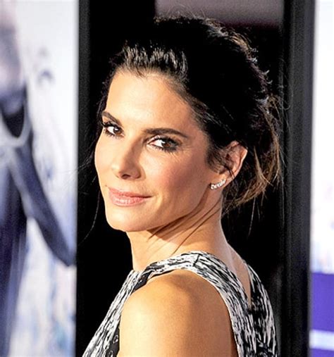 sandra bullock sizzles in black and white dress with bryan randall us