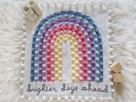 personalized rainbow baby blanket crocheted baby  blanket rainbow