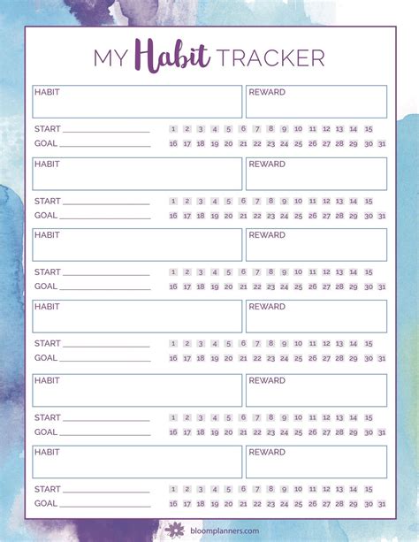 printable habit tracker  bloom daily planners