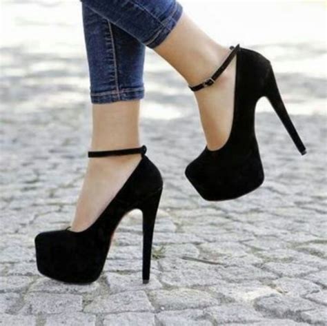 shoes black high heels black cute ankle strap heels high heels