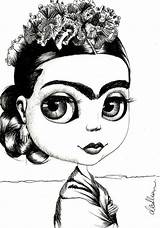 Kahlo Frida Khalo Eyebrow Blythe Situation Caricatura Colouring Curadores Concurso Colorear Caricaturas sketch template