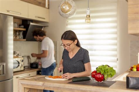 Couple Cooking Together Stock Image Image Of Cheerful 192013879