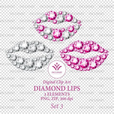 Diamond Lips Clipart Pink And White Diamond Rhinestone