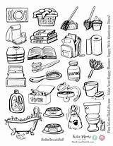 Chore Icons Printable Hand Drawn Planner Icon Stickers Set Plan Life Cut sketch template