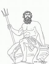 Poseidon Coloring Pages Greek Popular God sketch template