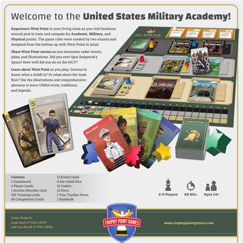 academy  west point board game  trophy point games academy  west point board game