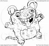 Ugly Rat Cartoon Outlined Jumping Coloring Clipart Vector Thoman Cory Royalty sketch template
