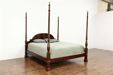 sold baker signed king size carved mahogany poster bed