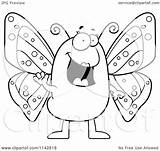 Waving Butterfly Clipart Cartoon Outlined Coloring Vector Thoman Cory Royalty sketch template