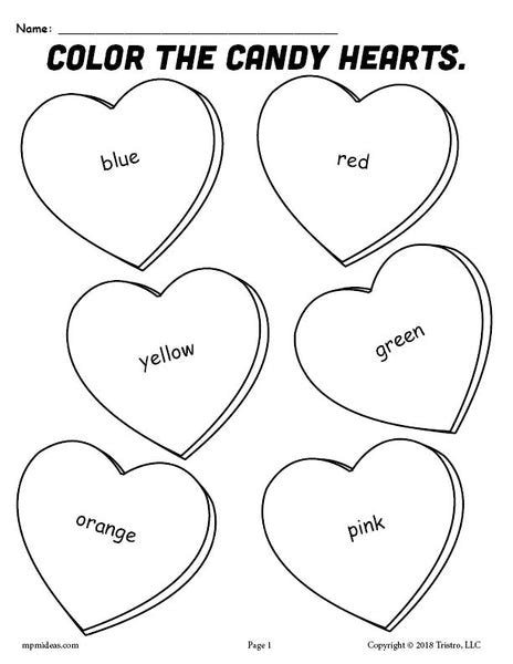 printable candy hearts valentines day coloring page supplyme
