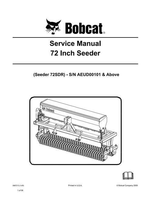 bobcat   seeder service repair manual sn aeud   repair manual