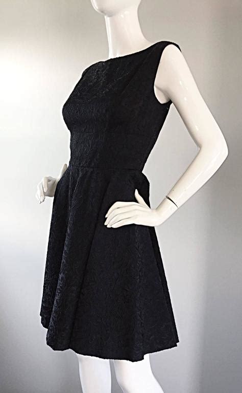 perfect 1950s fit and flare silk embroidered 50s vintage little black dress lbd for sale at 1stdibs