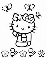Coloring Butterflies Kitty Hello Print Spring sketch template