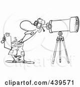 Astronomer Telescope Cartoon Outline Peeking Taking Notes Through Royalty Clip Poster Print Toonaday Telescopes Clipartof sketch template