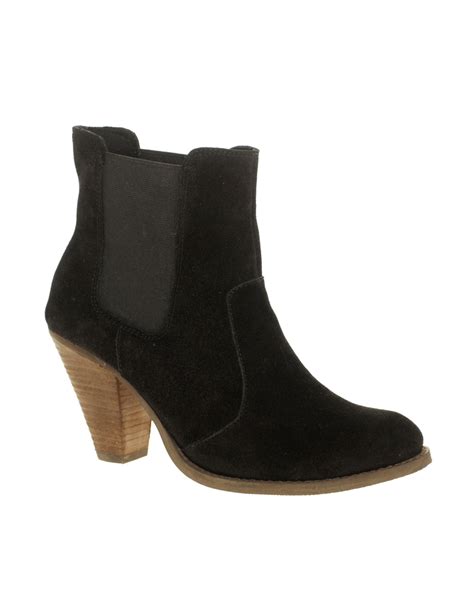 asos asos ajay suede chelsea western ankle boots  black lyst