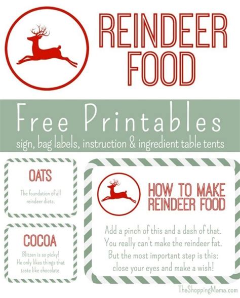 reindeer food  printables reindeer food printable reindeer food