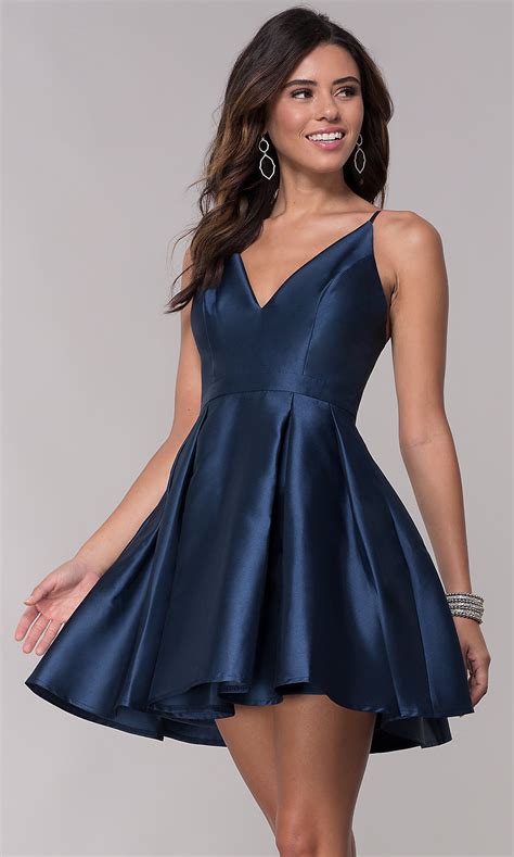 Short Fit And Flare V Neck Hoco Party Dress Promgirl