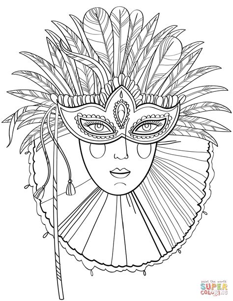 beautiful lady  carnival mask coloring page  printable coloring