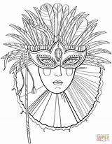 Coloring Carnival Pages Mask Printable Lady Beautiful sketch template