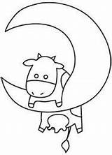 Cow Embroidery Moon Over Coloring Jumped Drawing Patterns Designs Cute Easy Stencils Jumping Machine Baby Applique Hand Funny Pages Ribbon sketch template