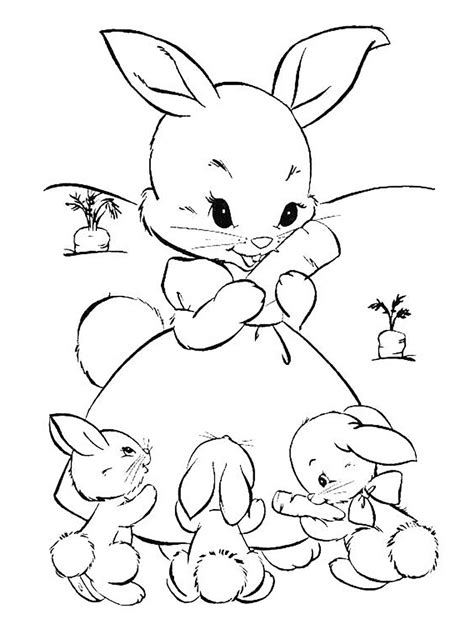 rabbit drawing  print  color rabbits bunnies kids