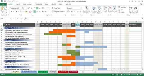 daily task list template  excel