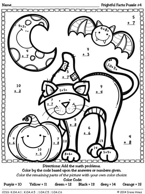 halloween math coloring pages addition   worksheets