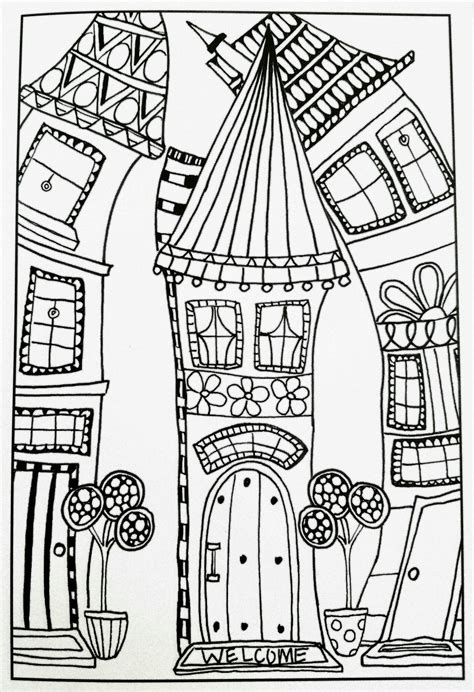 house coloring pages  adults city