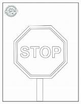 Stop Sign Coloring Pages Kids Traffic Signs Road Red Color Close Activities Lettering Large sketch template
