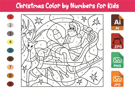 christmas color  numbers  kids  graphic  dasdesign