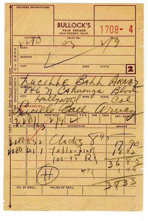 Lot Detail Lucille Ball Signed Receipt From Bullock S Of