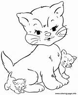 Coloring Kitty Mother Animal Little Pages Printable sketch template