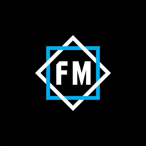 fm letter logo design  black background fm creative circle letter