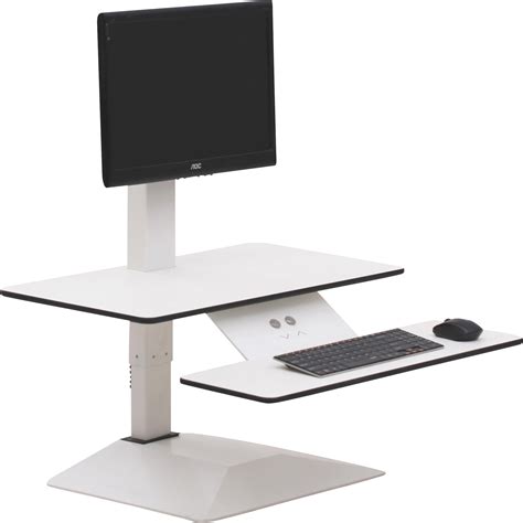 lorell llr sit  stand electric desk riser   white