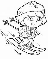 Coloring Dora Skiing Pages Winter Topcoloringpages Print Girls sketch template