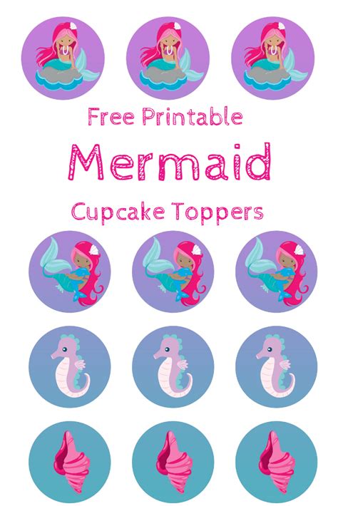 mermaid cupcake toppers print   pimp  cupcakes