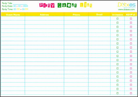 printable party guest list template sampletemplatess