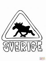 Moose Sverige Coloring Crossing Sign Swedish Pages Supercoloring Printable Online Sweden sketch template