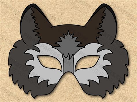 wolf mask printable paper diy  kids  adults  template