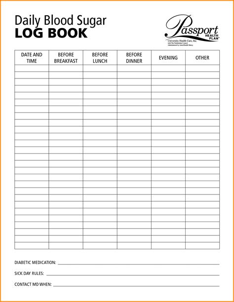 printable monthly blood glucose log sheet printabletemplates