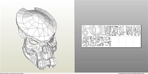 papercraft pdo file template  alien detailed predator mask