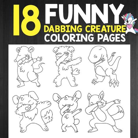 instant  funny coloring book kids dabbing creatures etsy