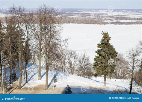 empty snow covered road  winter landscape stock photo image