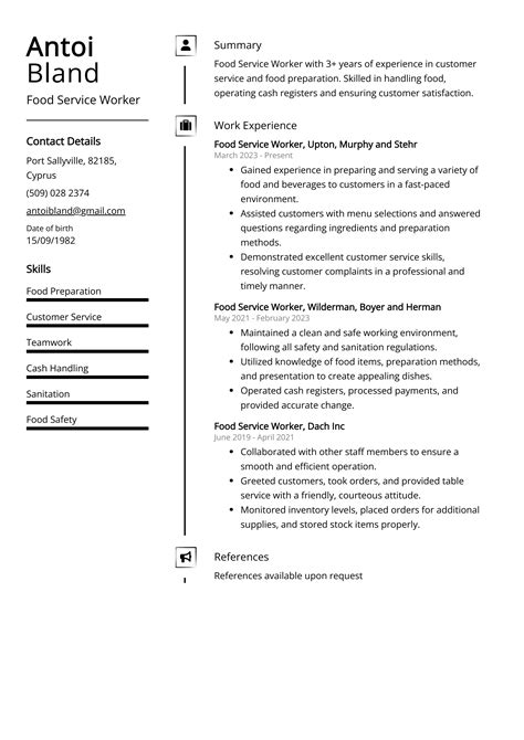 food service worker resume   guide