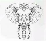 Elephant Tattoo Head Mandala Tattoos Tribal Coloring Drawings Pages Silhouette Cartoon Choose Board sketch template
