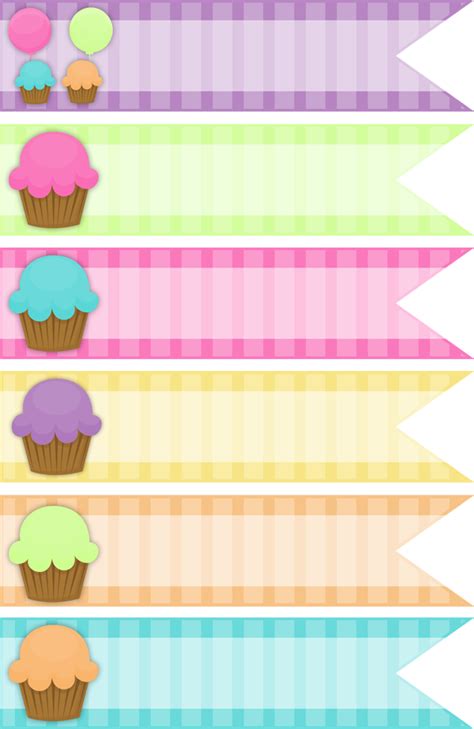 cupcake digital ribbons  happy birthday keren collection